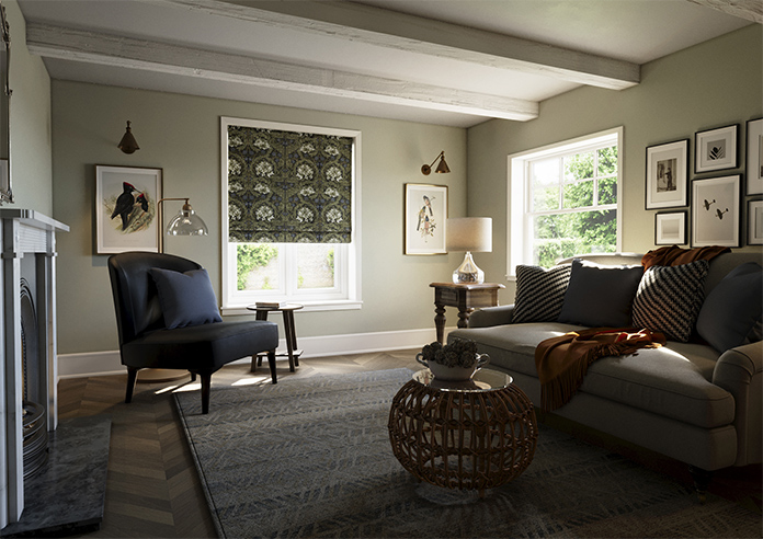 William Morris At Home African Marigold Velvet, Cornflower - Roman Blind - Image 6